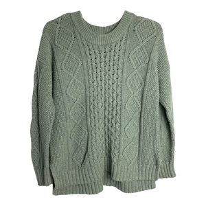 Madewell Olive Classic Cable Knit Pullover Sweater